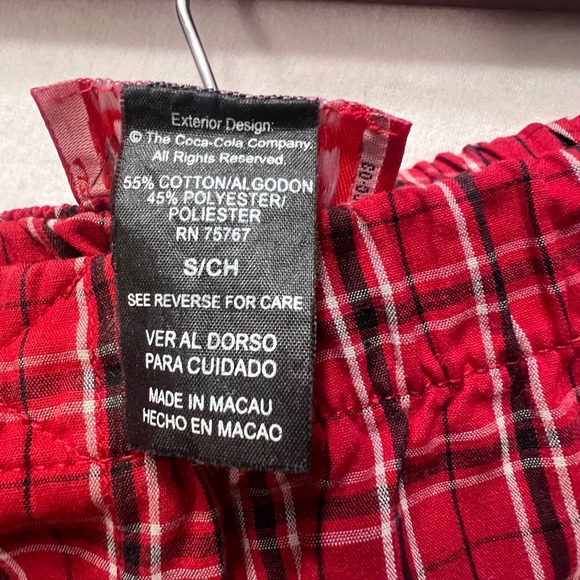 Coca-Cola Coke Adult Pajama Pants Red Plaid Straight Leg Novelty‎ Logo Sz Small - Picture 5 of 12